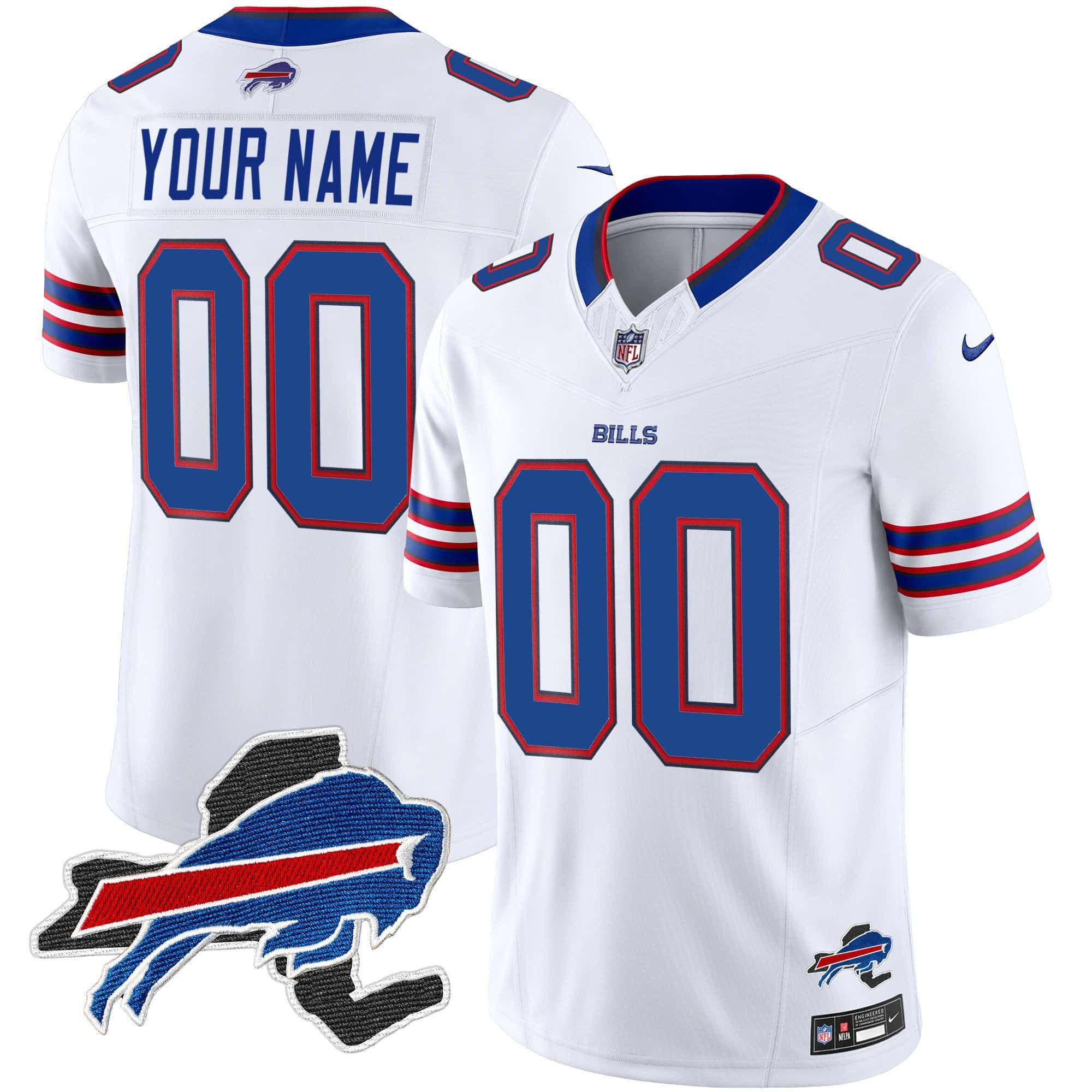 Men Buffalo Bills White 2024 Nike Patch Vapor Limited Custom NFL Jersey->nfl t-shirts->Sports Accessory
